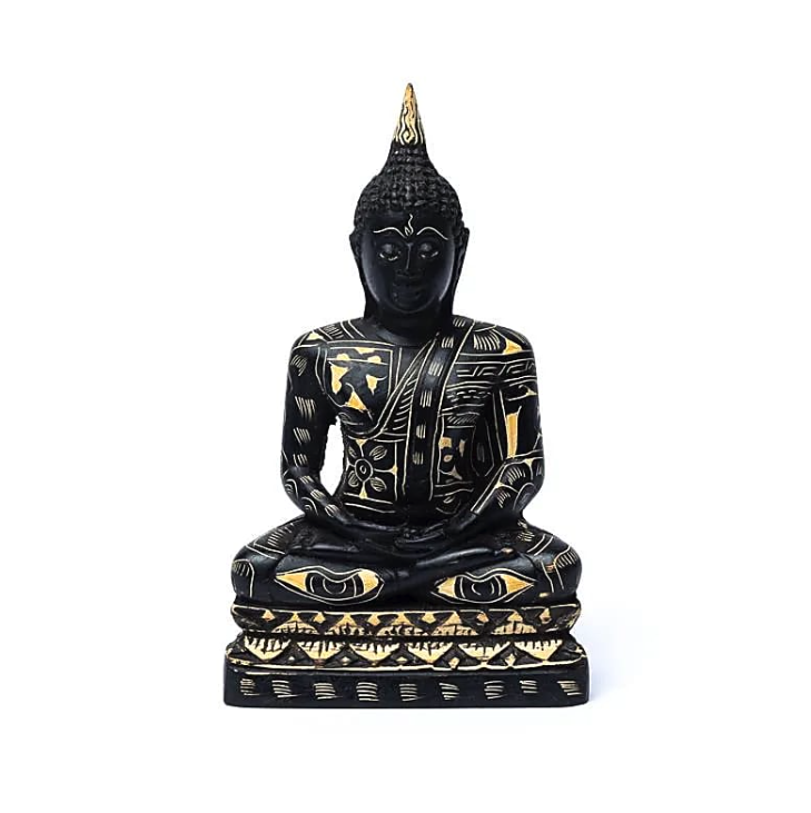 Statue des Buddha, schwarz, in Meditation - Tibetwelt