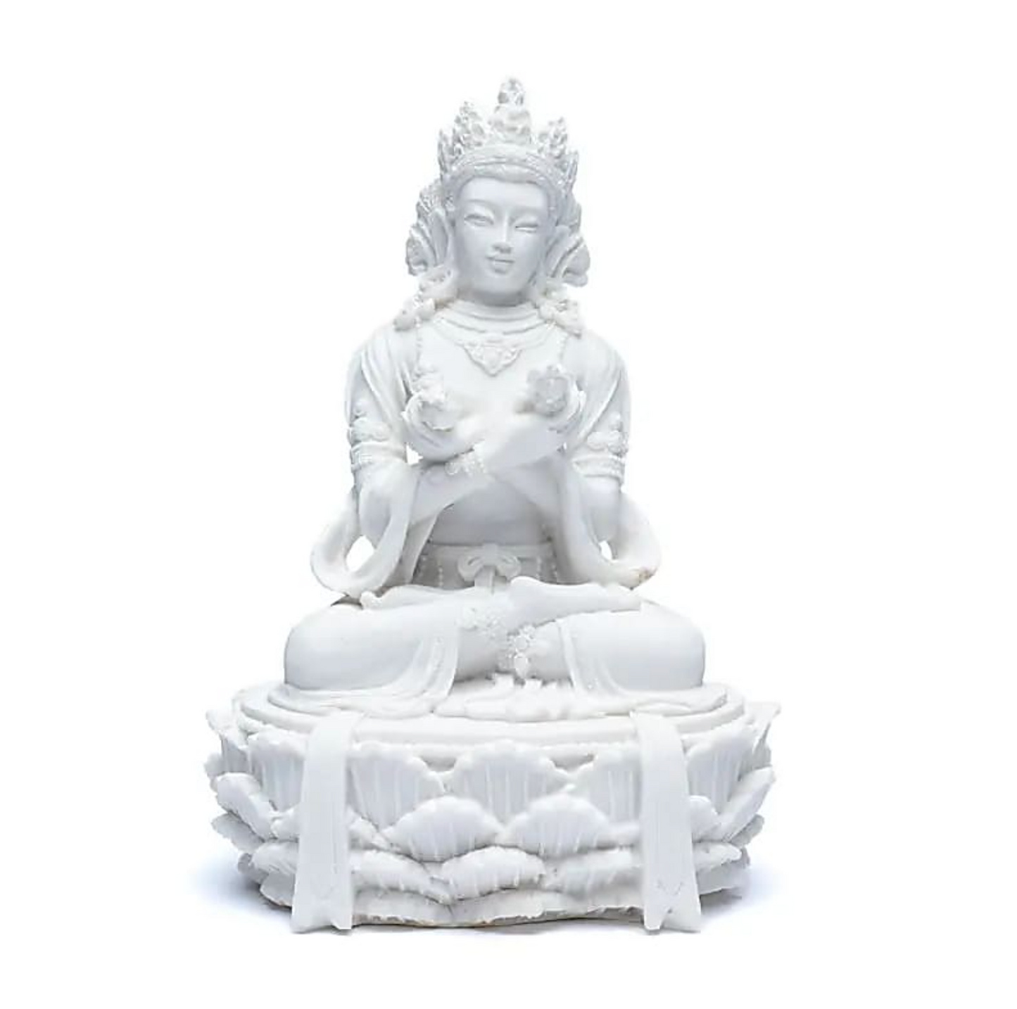 Buddha-Statue mit Glocke und Vajra, weiß - Tibetwelt