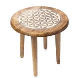 Table Fleur de Vie Élévation – Bois de Manguier Massif - univers tibet