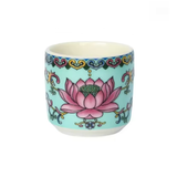 Buddhistische Lotus-Opferbecher - Set von 3, blau - Tibetwelt