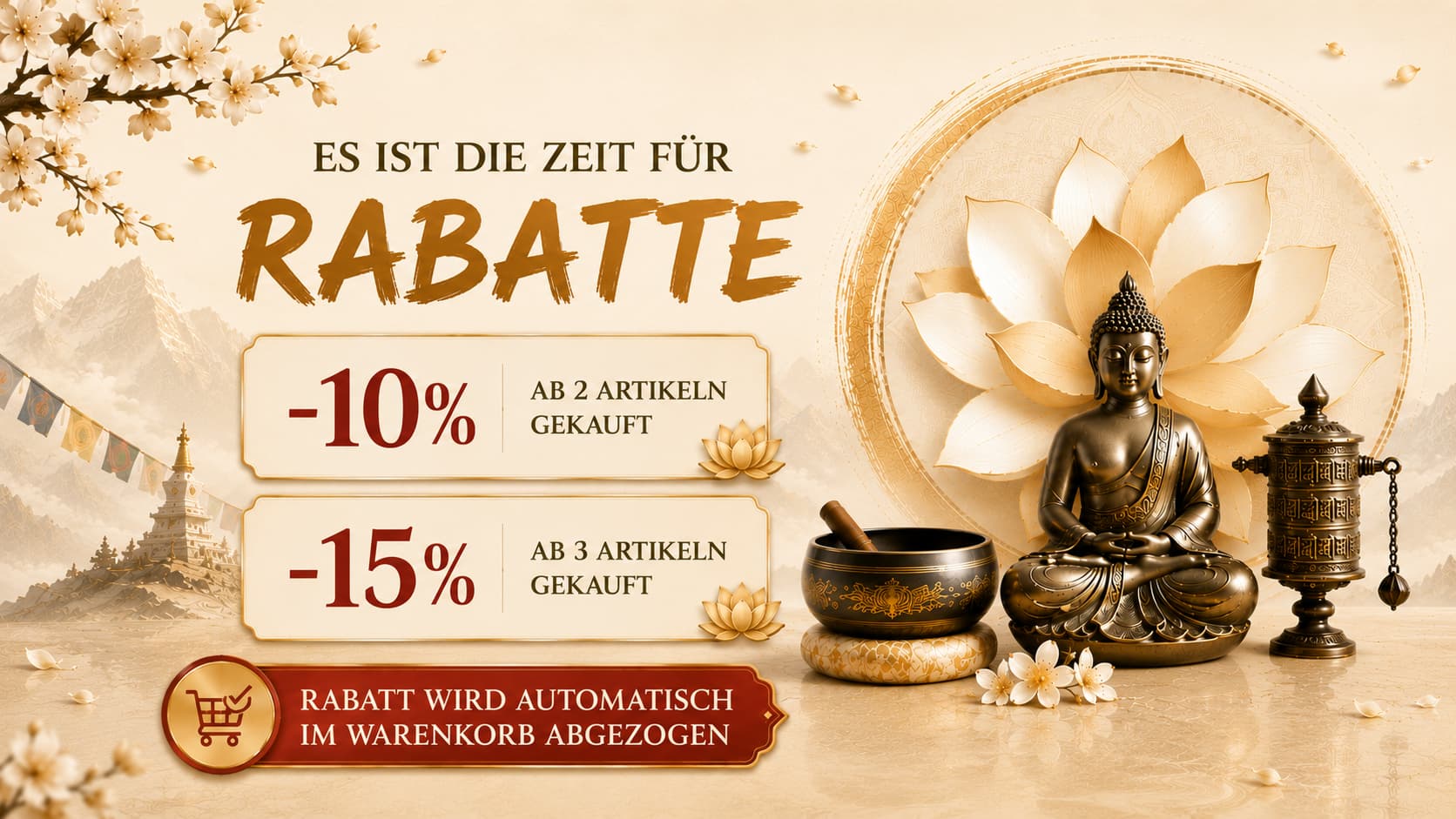 Rabatte : 10% ab. 2 artikelm gekauft, 15% ab 3 artikeln gekauft