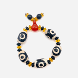 Dzi 3 Eyes Wealth Armband – Schwarz und Weiß