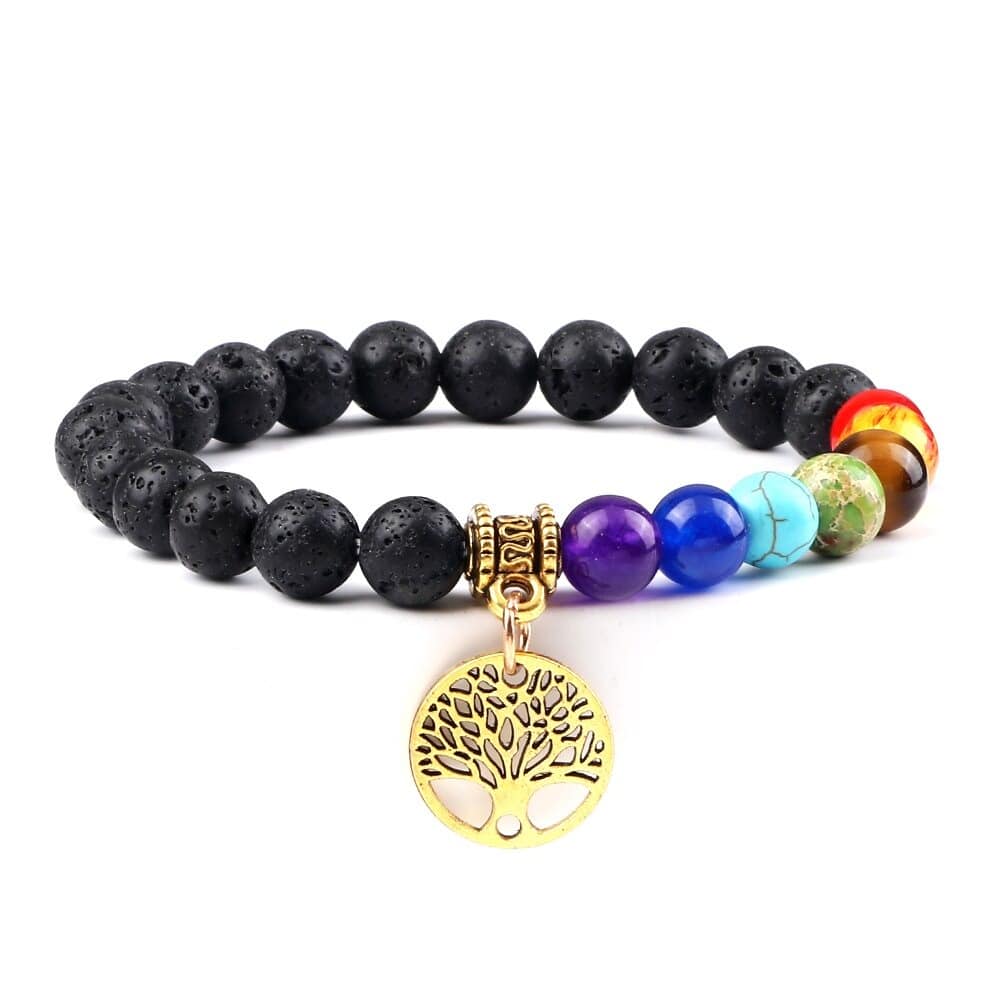 Armband mit 7 Chakren und Lebensbaum - Tibetisch