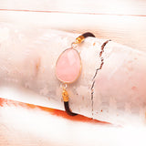 Armband-Kordel-verstellbar-Rosenquarz - Tibetwelt