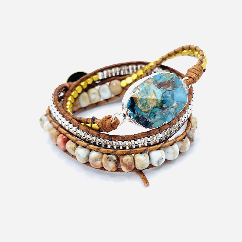 Armband-Wrap-Harmonie-der-Erde-Türkis-Imperiale - Tibetwelt