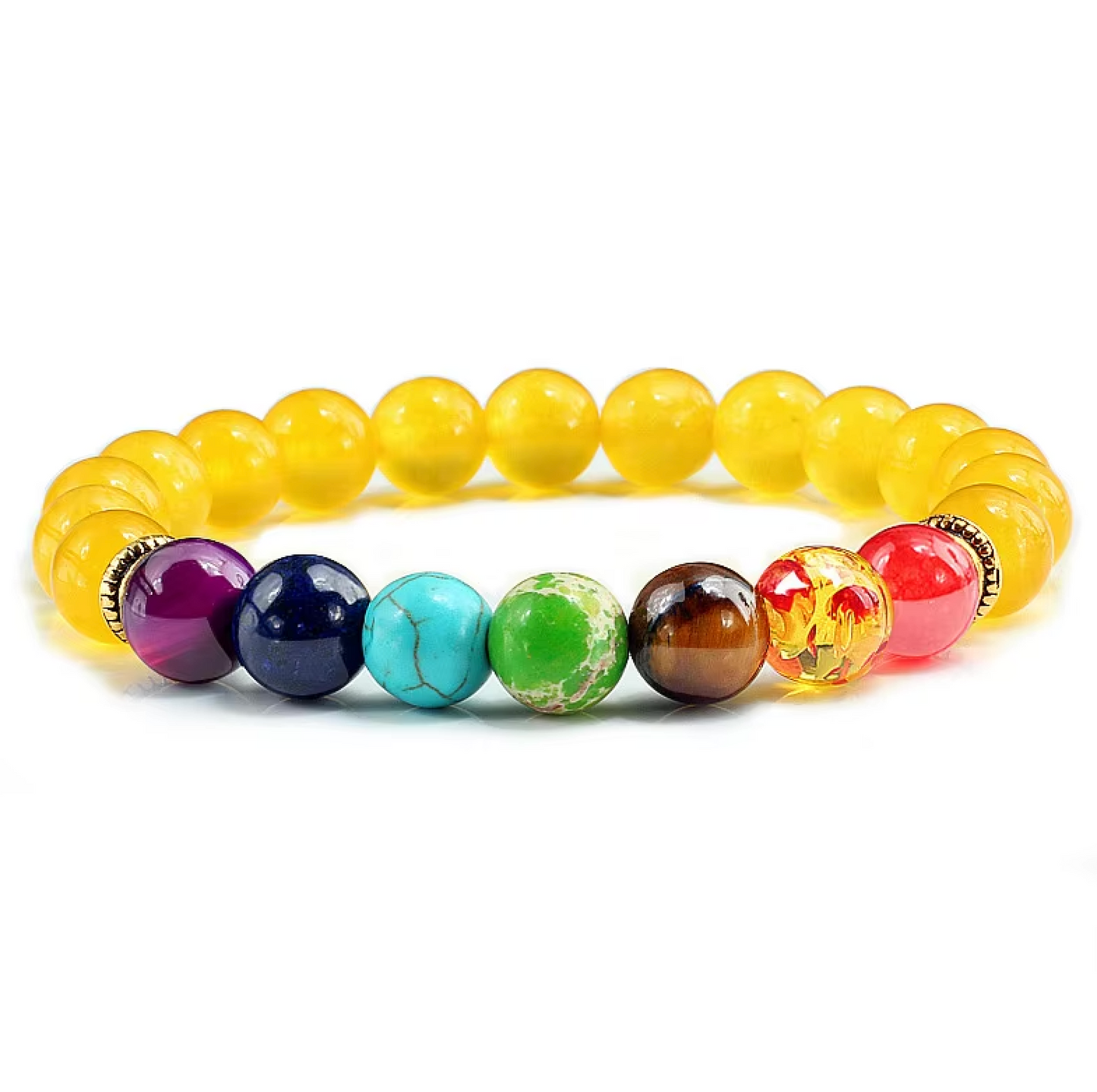 Armband mit 7 Chakren, Agat, gelber Kristall - Tibetwelt