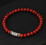 bracelet bouddhiste porte bonheur howlite rouge - univers tibet