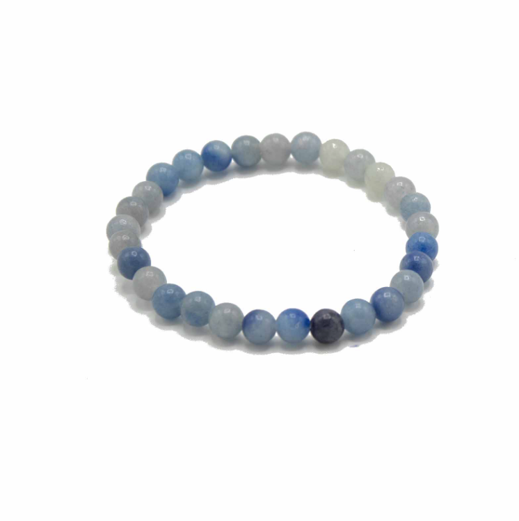 Armband Unabhängigkeit, blaue Seide, Agate - Tibetwelt