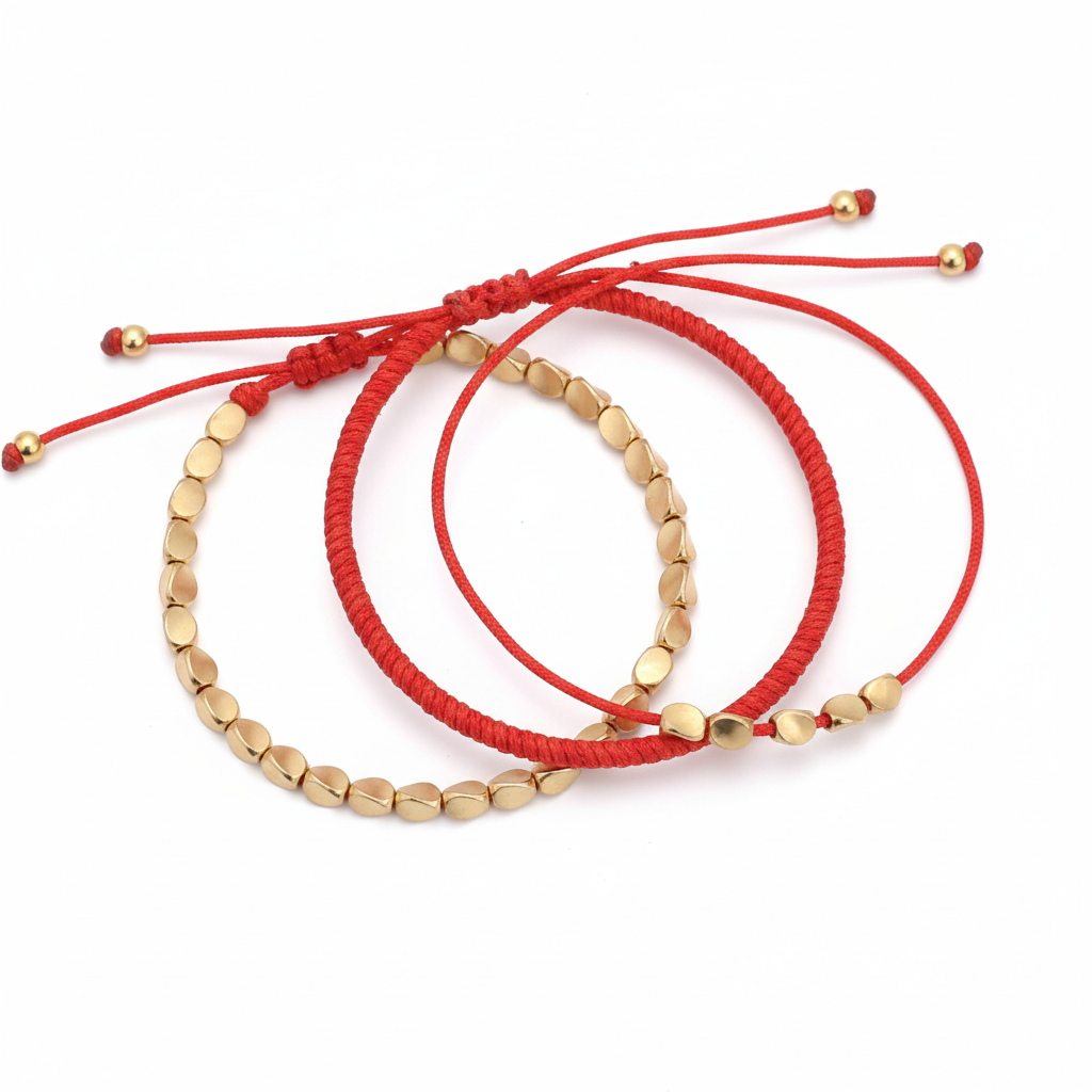 Tibetan Glücksarmband Set aus 3 roten Armbänder - Tibetwelt