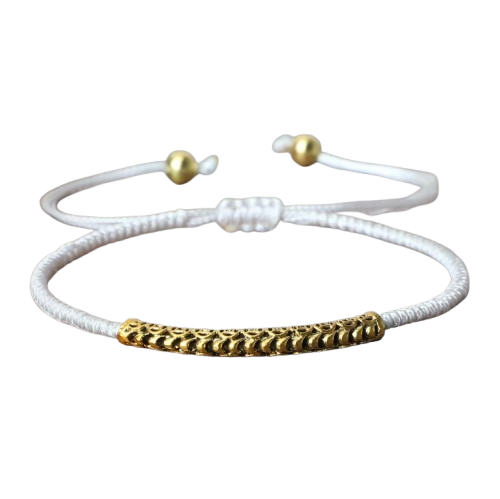 tibetan buddhist bracelet braid hand made good luck white - Tibetwelt