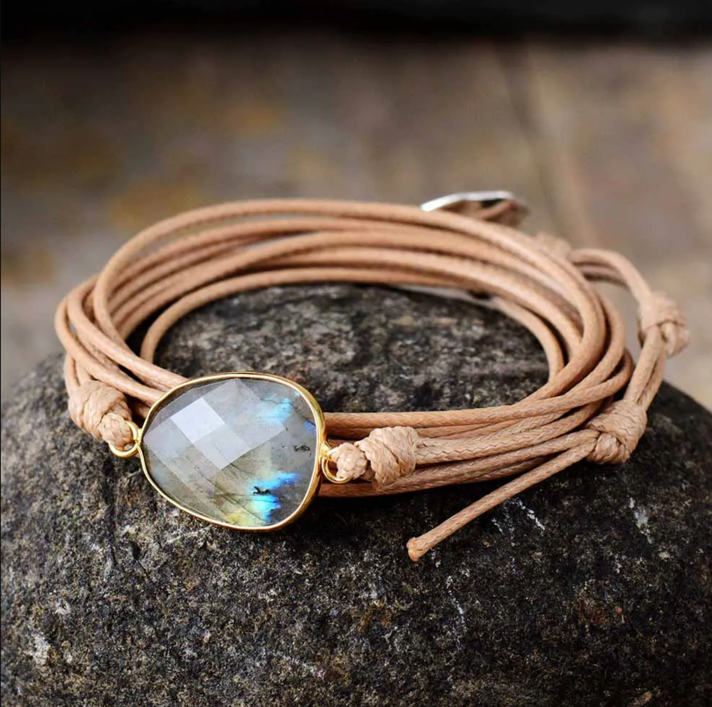 Armband, Labradorit, natürliche Farbe - Tibetwelt