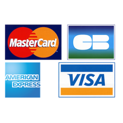 Les principales cartes de crédit : Visa, MasterCard, CB et American Express.