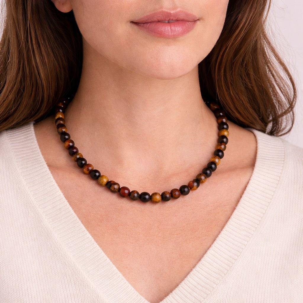 collier boule oeil_de_tigre - univers tibet