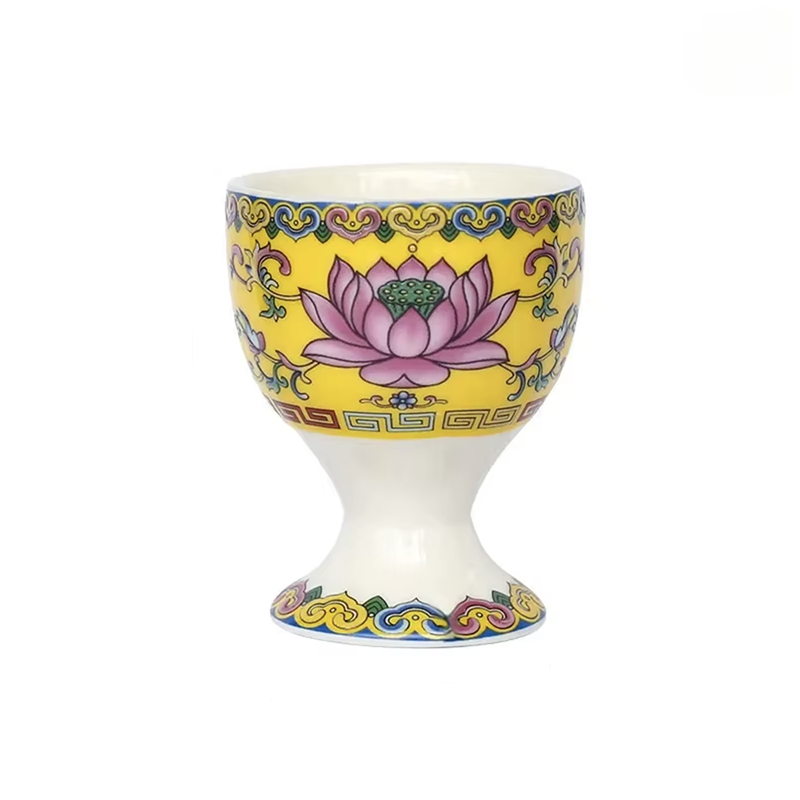 3 heilige buddhistische Lotus-Opferschalen – Gelb