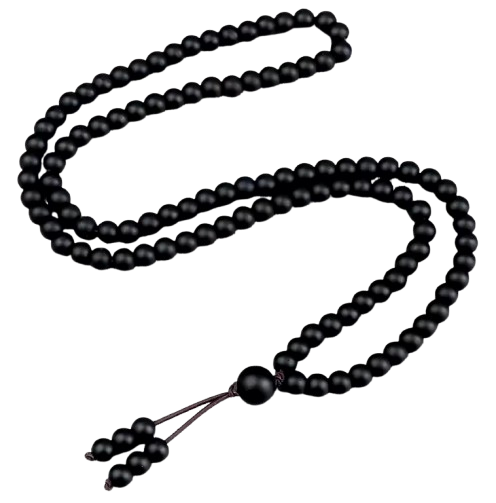 tibetanischer Mala mit 108 schwarzem Glasperlen - Tibetwelt
