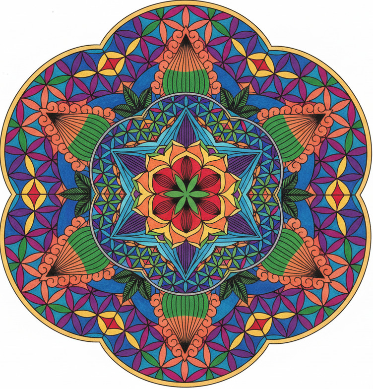 Mandala colorisé zone par zone