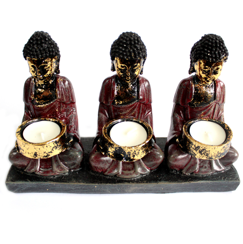 Antike Buddha-Statuen für den Gebrauch durch Gläubige mit Kerzenständern - Tibetwelt