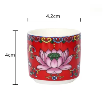 Buddhistische Lotus-Buddha-Opferbecher - Set von 3 rot - Tibetwelt