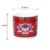 Buddhistische Lotus-Buddha-Opferbecher - Set von 3 rot - Tibetwelt